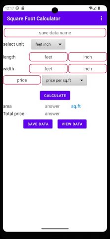 Square Foot Calculator для Android — скриншот 1