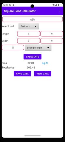 Square Foot Calculator для Android — скриншот 2