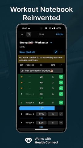 Strong Workout Tracker Gym Log для Android — скриншот 1