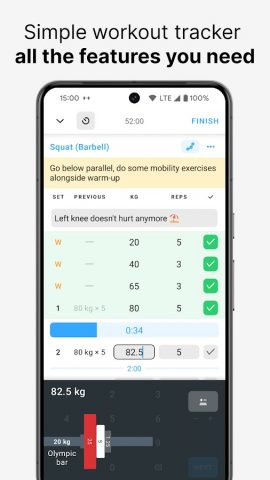 Strong Workout Tracker Gym Log для Android — скриншот 2