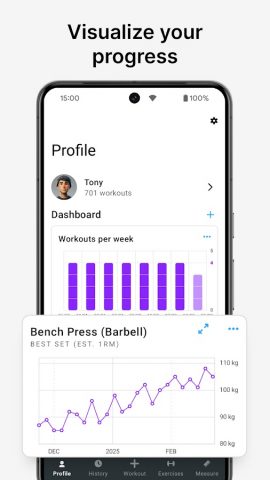 Strong Workout Tracker Gym Log для Android — скриншот 4