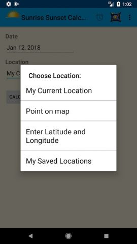 Sunrise Sunset калькулятор для Android — скриншот 3