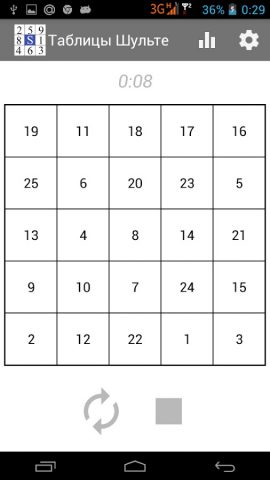 Таблицы Шульте для Android — скриншот 3
