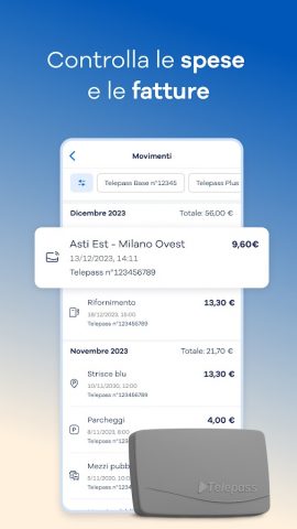 Telepass: pedaggi e parcheggi для Android — скриншот 3