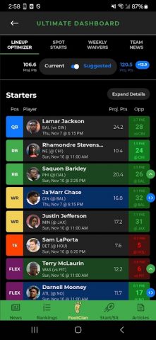 Fantasy Footballers для Android — скриншот 2