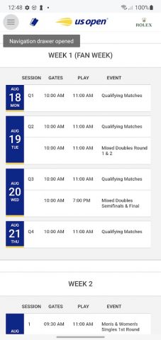 US Open Tennis Championships для Android — скриншот 3