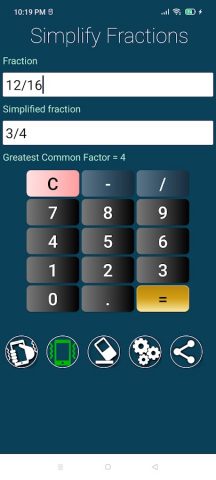 Упрощение фракций для Android — скриншот 1
