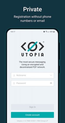 Utopia — Secure Messenger — скриншот 1