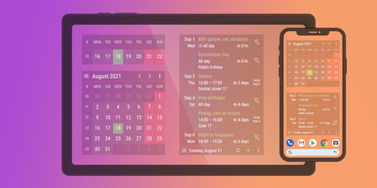 Виджет календаря для Android — скриншот 1