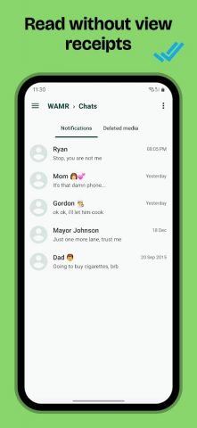 WAMR: Reveal deleted messages! для Android — скриншот 3