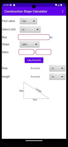 construction slope calculator для Android — скриншот 1