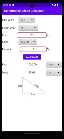 construction slope calculator для Android — скриншот 4