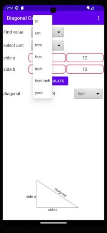 diagonal calculator для Android — скриншот 4