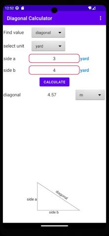 diagonal calculator для Android — скриншот 5