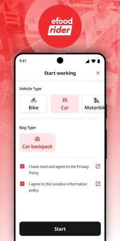 efood rider app для Android — скриншот 3