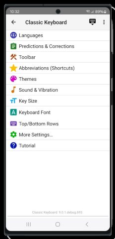 классическая клавиатура для Android — скриншот 5