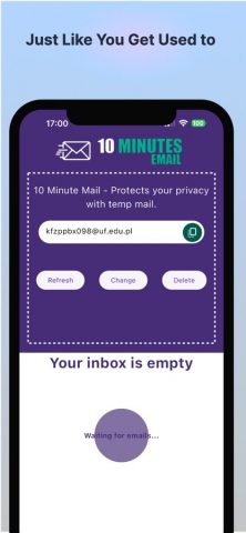 10 Minute Mail — Temp Mail для iOS — скриншот 1