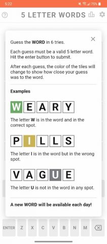5 Letter Words для Android — скриншот 3