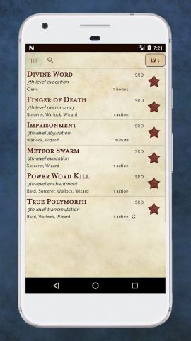 5e Spells для Android — скриншот 4