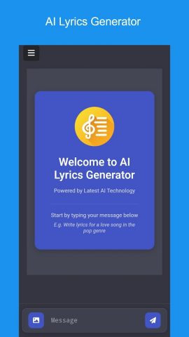 AI Lyrics Generator для Android — скриншот 1