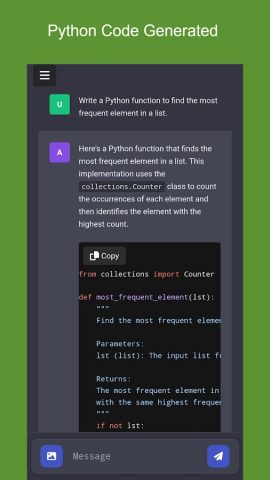 AI Python Code Generator для Android — скриншот 3
