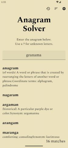Anagram Solver для Android — скриншот 3