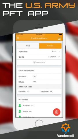Army PRT — U.S. Army APFT Calculator для iOS — скриншот 1