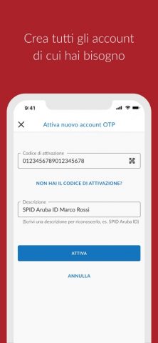 Aruba OTP для iOS — скриншот 1
