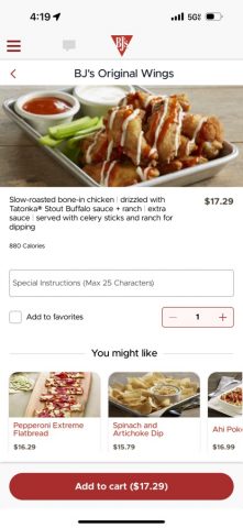 BJ’s Restaurants для iOS — скриншот 5