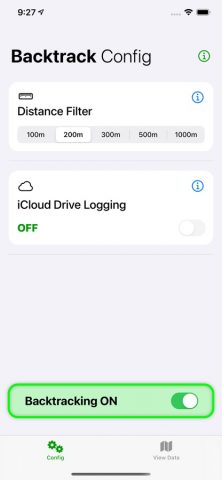Backtrack Location Logging для iOS — скриншот 1