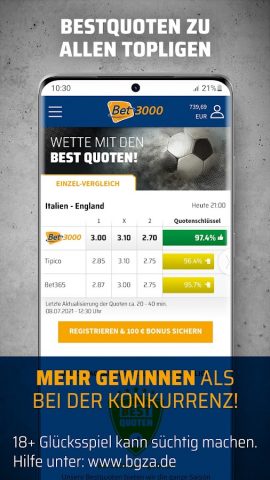 Bet3000 Sportwetten App для Android — скриншот 3