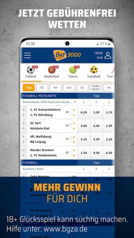 Bet3000 Sportwetten App для Android — скриншот 5