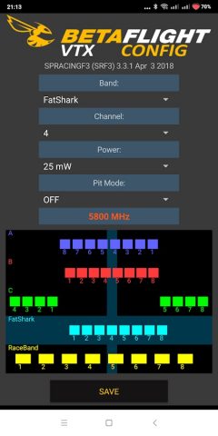 Betaflight VTX Config — скриншот 2