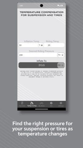 Bike Tire Pressure Calculator для Android — скриншот 5