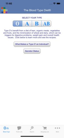 Blood Type Diet® для iOS — скриншот 1