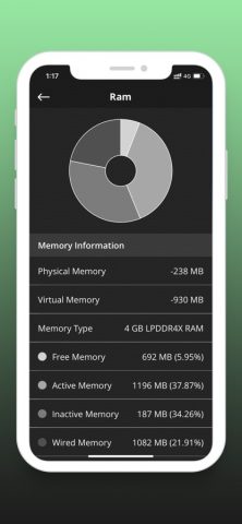 CPU Monitor — RAM,OS & Battery для iOS — скриншот 2