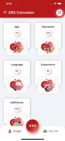 CRS Calculator — Express Entry для iOS — скриншот 1