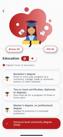 CRS Calculator — Express Entry для iOS — скриншот 3