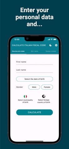 Calculate Italian fiscal code для iOS — скриншот 1