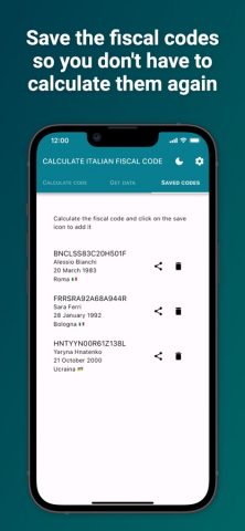 Calculate Italian fiscal code для iOS — скриншот 3
