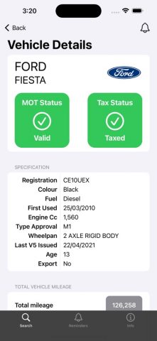 Car Check MOT History Search для iOS — скриншот 2