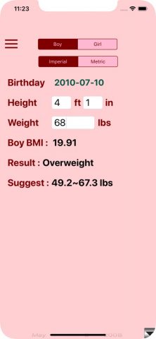 Children BMI Calculator для iOS — скриншот 2