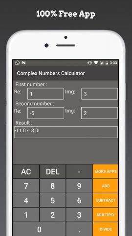 Complex Numbers Calculator для Android — скриншот 1