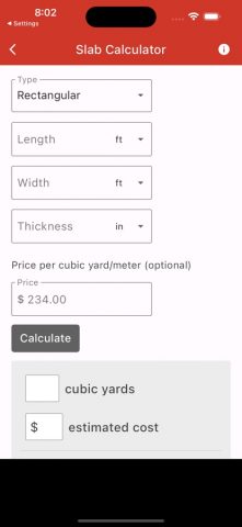 Concrete Calculator Plus для iOS — скриншот 1