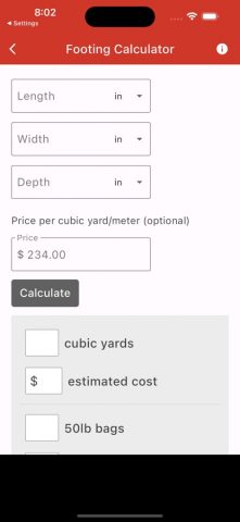 Concrete Calculator Plus для iOS — скриншот 2