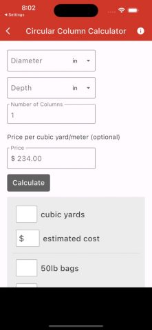 Concrete Calculator Plus для iOS — скриншот 3