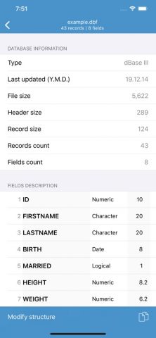 DBF Viewer and Editor для iOS — скриншот 4