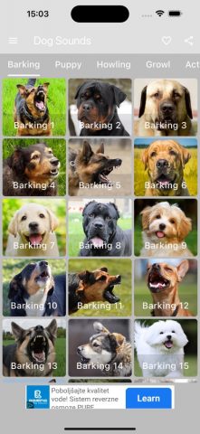 Dog Sounds — Collection для iOS — скриншот 1