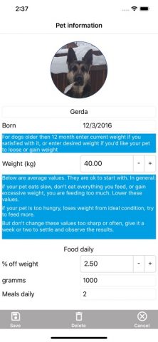 DogFoodCalc для iOS — скриншот 1