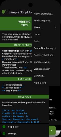 DubScript Screenplay Writer для Android — скриншот 2